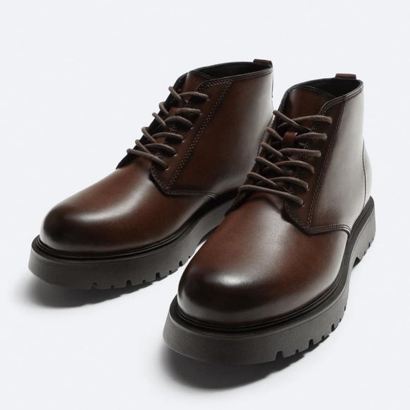 Zara Other - ❌️SOLD❌️ZARA LACE UP CHUNKY BOOTS BROWN SIZE 9